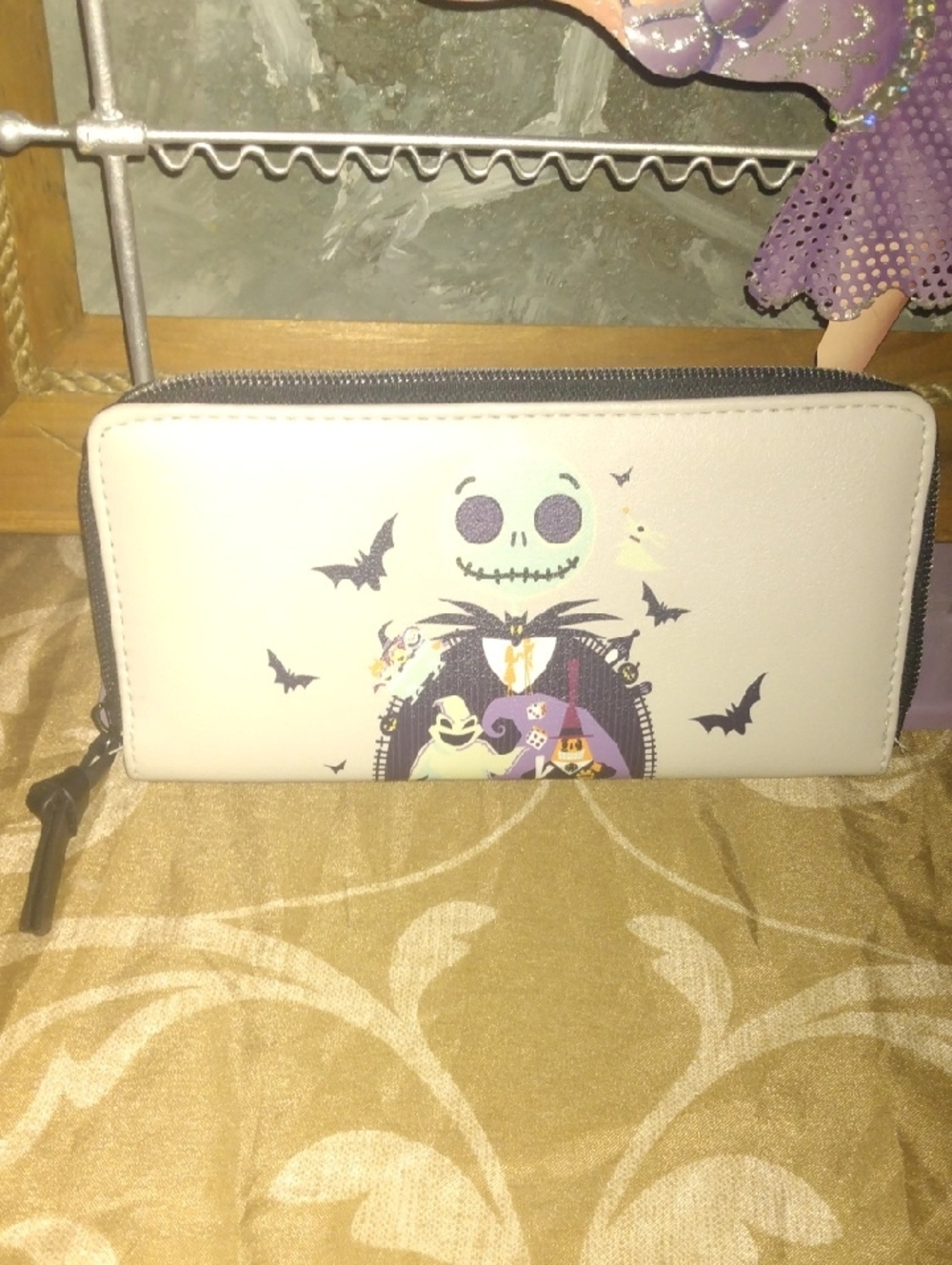 The Nightmare Before Christmas Zip Around Wallet - White with Black & Purple Art